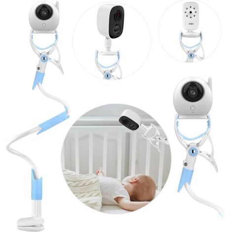Support de Caméra Vidéo Bébé, Support de Moniteur Bébé Flexible Rotation à 360 ° Pliable, Bleu