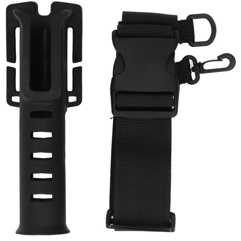 Support de canne à pêche réglable pour ceinture, léger et portable avec crochets, idéal pour la pêche en extérieur, couleur noire.