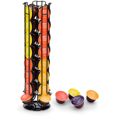 Support de capsules de café pour 24 capsules Dolce Gusto, support pour ranger les capsules de café, support de dosettes de café, base antidérapante, rotatif, noir