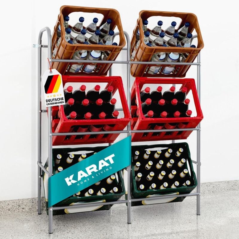 Floordirekt - Support de casier à bouteilles Rocket Gris 96 x 32,5 x 115,5 cm Pour 3 casiers