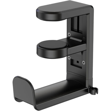 Support de Casque Rotatif - Porte-Casque Gamer avec Pince Réglable, Support Sous Bureau à Rotation 360° et Clip Organisateur de Câble - Noir