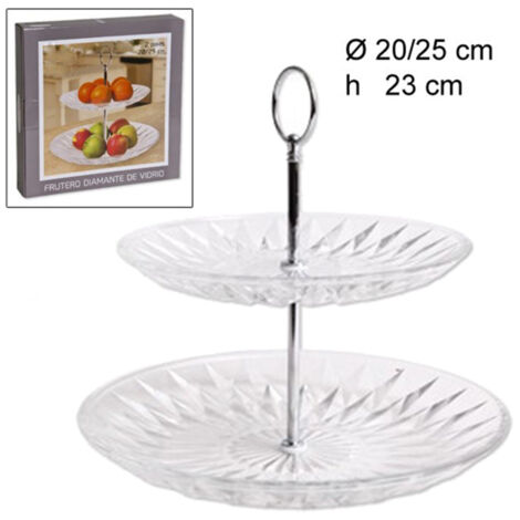 Support De Centre De Table à 2 Niveaux En Verre Diamant Plateau à Gâteau