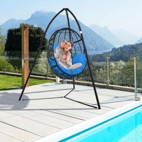 Support de Chaise Suspendu Support de Chaise Trépied Pivotant en Métal Chaîne de Suspension Résistant à la Rouille Capacité 200 Kg Noir CW7237 Maison Chic