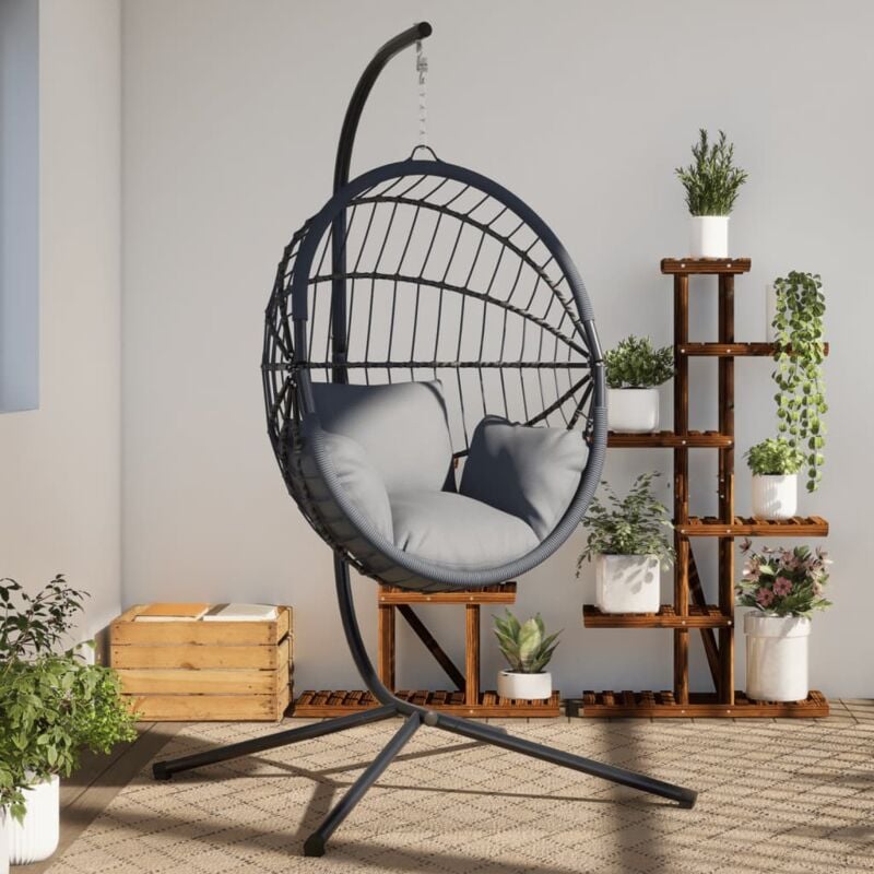 Support de chaise suspendue en forme d'œuf noir acier - Vidaxl
