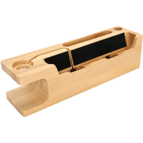 Support de charge en bambou portable pour montre iOS et téléphone, organisateur de bureau.