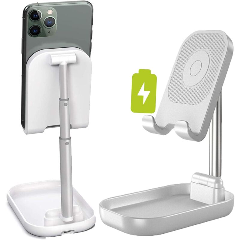 Support de chargeur sans fil, support de téléphone portable avec chargeur, angle réglable en hauteur, support de charge sans fil compatible avec