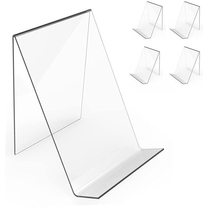 Support de chevalet de livre en acrylique avec plaque de chevalet transparente, paquet de 5 pour affichage de livres, feuilles de musique, œuvres