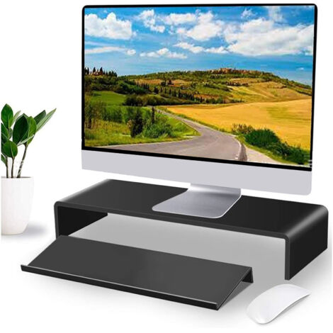 Support de clavier ergonomique en acrylique incliné avec bord bas et finition polie noir pour bureau