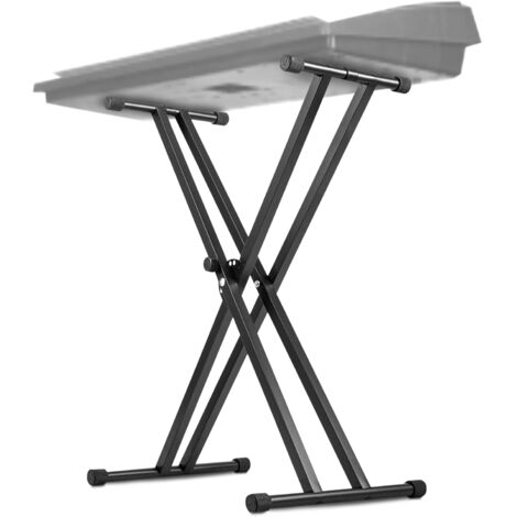 Support de Clavier Renforcé à Double Traverse avec Réglage Fixe, Hauteur Réglable, Verrouillage rapide et Embouts Anti-Dérapants - Idéal pour joueurs de pianos et claviers