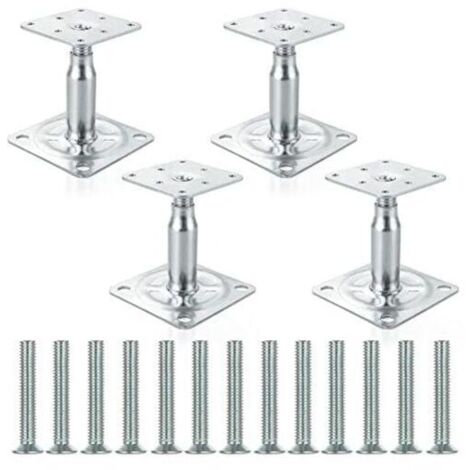 QIYAO Support de colonne galvanisé réglable de 100 - 150 mm, support de toit pour construction robuste - Lot de 4