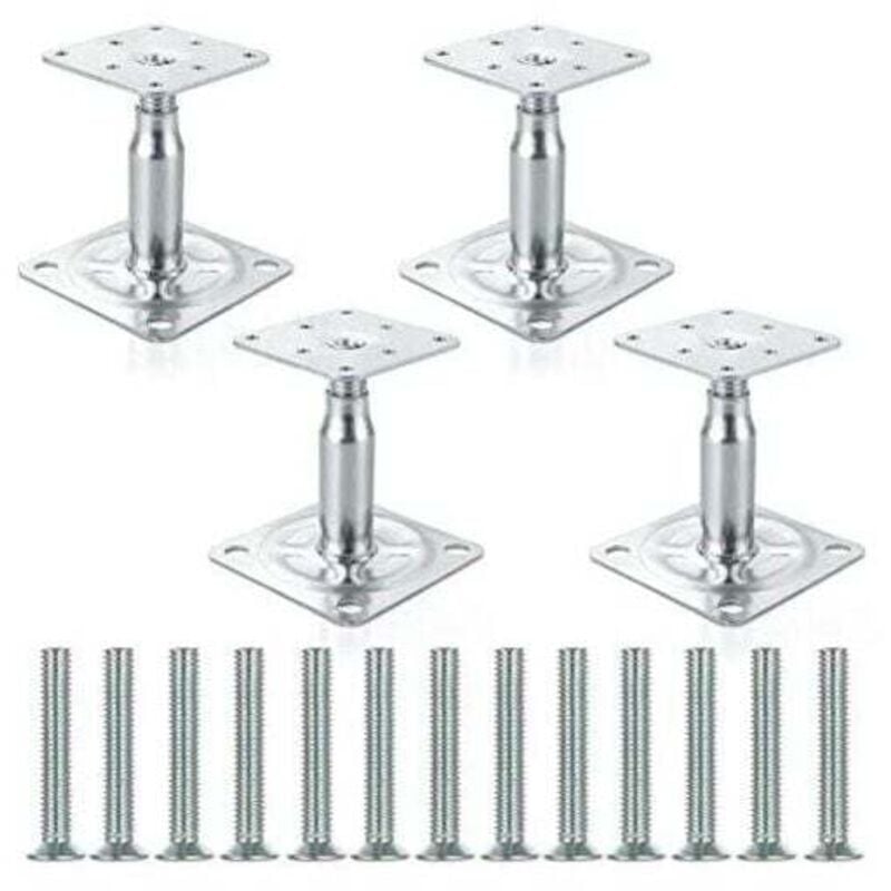 Support de colonne galvanisé réglable de 100 à 150 mm, support de toit de construction robuste - Lot de 4