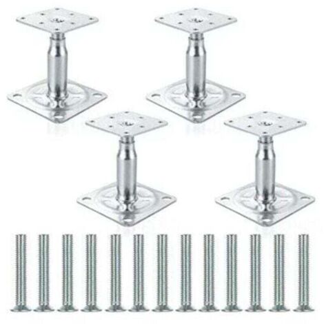 Support de colonne galvanisé réglable de 100 à 150 mm, support de toit de construction robuste - Lot de 4