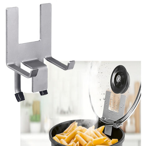 Support de couvercle de casserole, support de couvercle en acier inoxydable avec coussin en silicone, support de couvercle adapté aux casseroles, poêles et autres ustensiles de cuisine standard