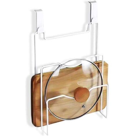 Support de couvercle de casserole vertical support de rangement mural sans poinçon de cuisine égouttoir support de rangement pour planche à découper - blanc