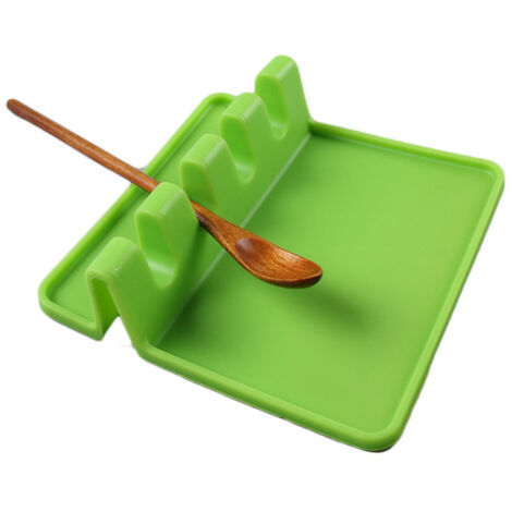 Support de Cuillère en Silicone Vert, Porte-Louche Écologique pour Cuisine, Tapis Anti-Dérapant pour Ustensiles