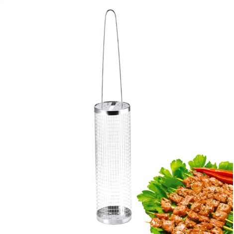 Support de cuisine d'extérieur, avec tube à grille rotatif à 360°, tube à grille rotatif pour barbecue plateau pour tubes en acier, panier amovible pour légumes de