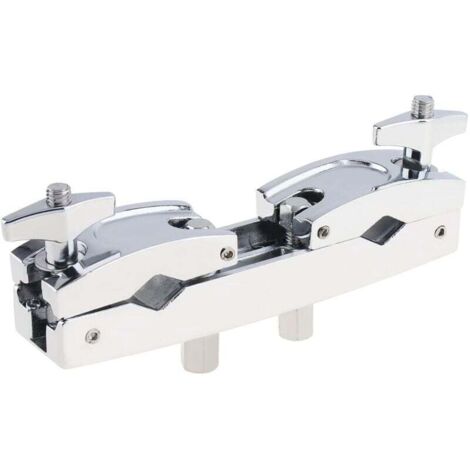 Support de cymbale réglable en acier inoxydable avec plusieurs pinces pour pieds et supports de cymbales de batterie, double pince argentée