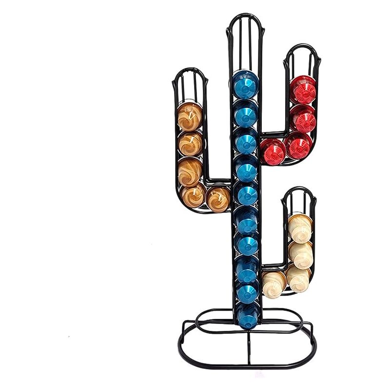 Linghhang - Support de Dosette , Support de Dosette de café en Forme de Cactus Maison Organisateur de Support de Stockage de Capsule de café en Fer