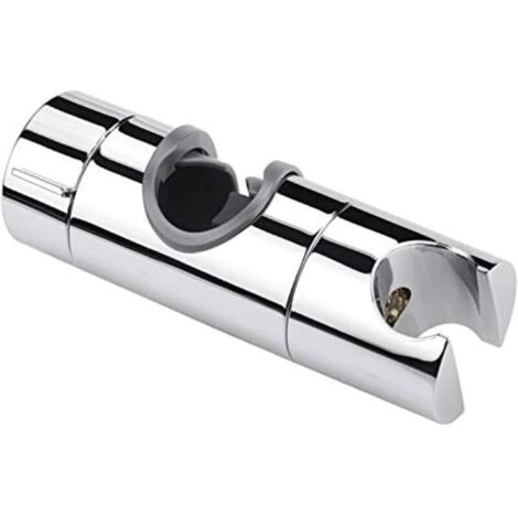 Support de douche 1 pièce, universel argenté, compatible avec tringle de 18 à 25 mm, en ABS résistant.