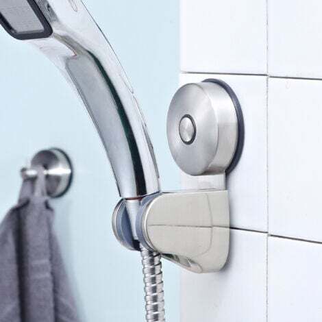 Support de douche à ventouse en Inox Sans Percage Mural Support Pommeau Douchette réglable pour salle de bain Ventouse Support Douchette 4 Angle régl