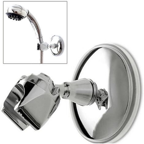 Support de douche à ventouse, fixation murale, ventouse pour douchette à main réglable, chromé, avec support de douche pivotant à 360° pour douchette à main