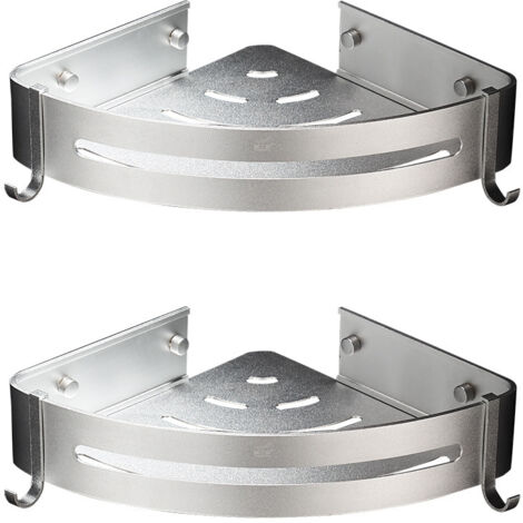 Support de douche d'angle, étagère de salle de bain sans perçage , en aluminium support de rangement (lumineux, double couche)
