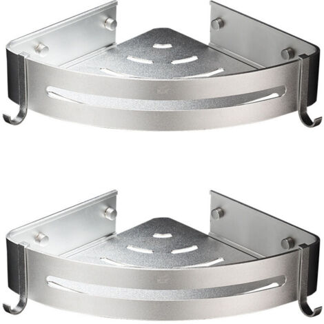 Support de douche d'angle, étagère de salle de bain sans perçage , en aluminium support de rangement (lumineux, double couche)
