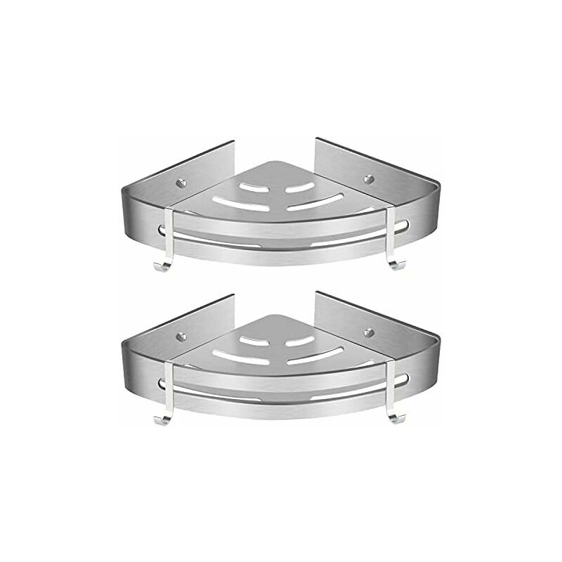 Support de douche d'angle sans perçage et support de douche de cuisine auto-adhésif, aluminium, finition mate, 1 pièce argent
