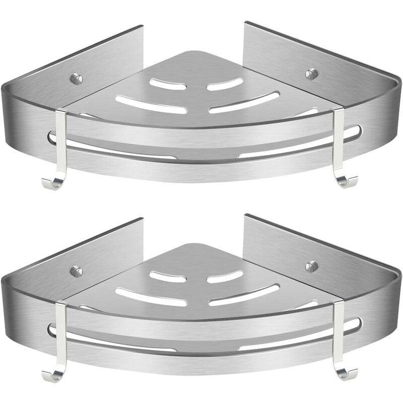 Support de douche d'angle, étagère de salle de bain sans perçage , en aluminium support de rangement (lumineux, double couche)