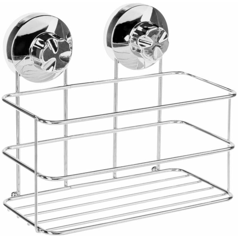 Tagère de salle de bain, ventouse, acier chromé, haute