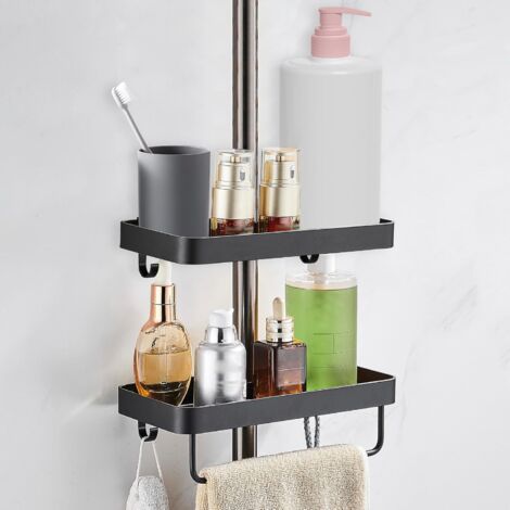 Support de douche double, adapté à la barre de douche, aucun perçage requis, noir, adapté à la barre de douche φ22-25 mm