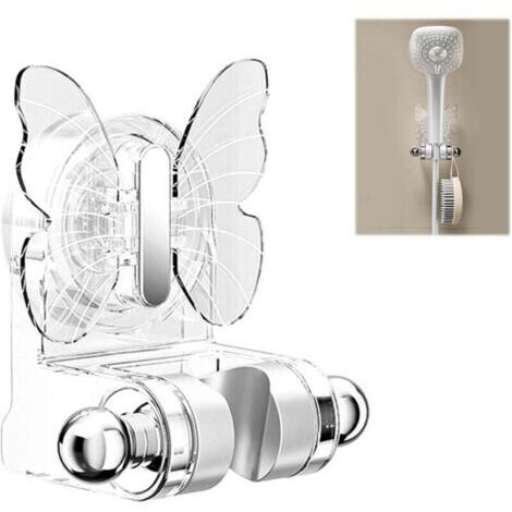 Support De Douche Monobloc Avec Ventouse, Support De Pommeau De Douche, Support De Douchette, Montage Mural, Forme De Papillon CréAtif, Sans PerçAge
