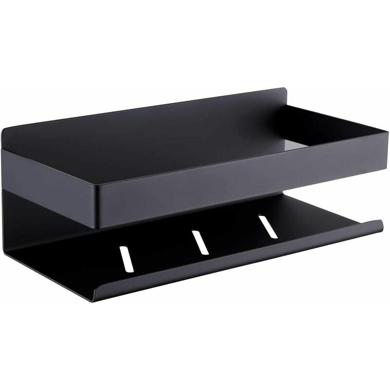 Support de douche noir mat sans perçage, support de douche auto-adhésif en acier inoxydable SUS304, support de salle de bain, 26 cm