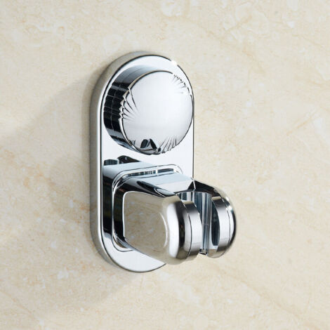 Support de Douche Reglable Sans Percage, Ventouse Orientable Support Mural Douchette Douche Salle de Bain, Support de Pommeau de Douche (Argent)