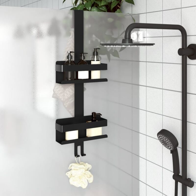 Support de douche suspendu noir mat acier inoxydable 304 brossé - Vidaxl