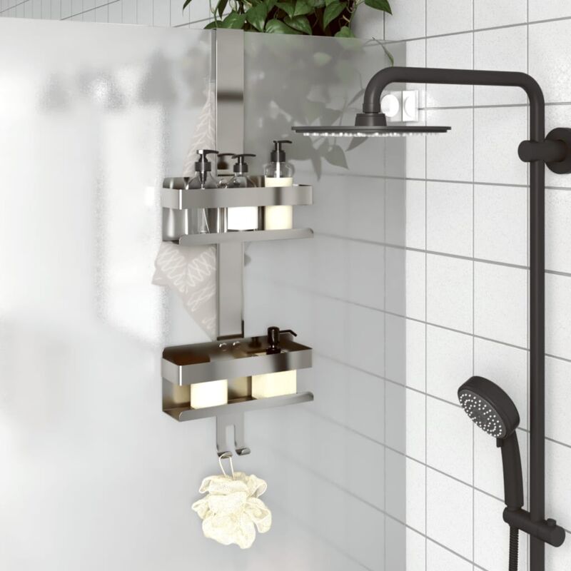 Support de douche suspendu acier inoxydable 304 brossé Vidaxl