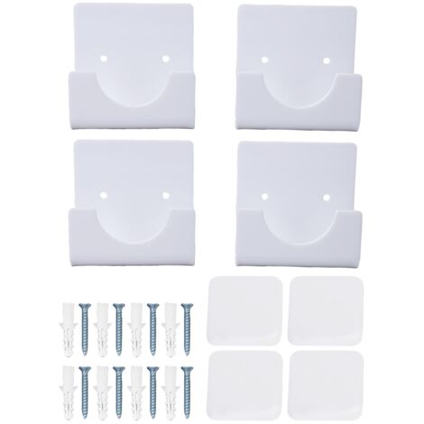 Support de Douche Transparent 4pcs - Accroche-Rideau de Douche Adhésif ou Vis - Fixation Stable pour Barre de Douche 1-2.5in - Portée 40lbs - Acrylique Claire 7.9x7.9cm