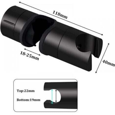 Support de douche universel noir pour barre de douche de 18 à 25 mm, support de pommeau de douche renforcé en ABS massif, noir mat
