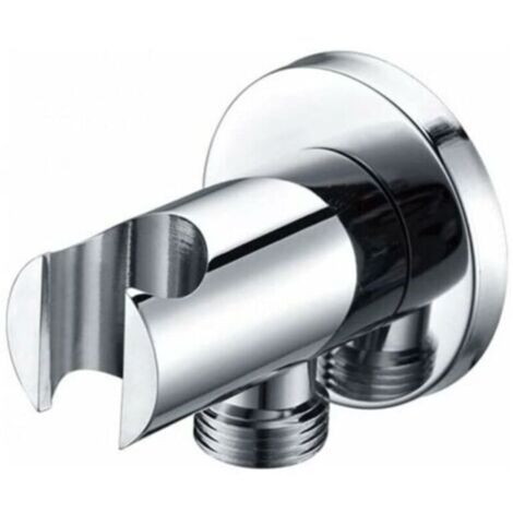 Support de douchette à main, coude de raccordement mural avec support de douche, support rond pour pommeau de douche, coude de douche universel avec support de douche/raccord (argent)