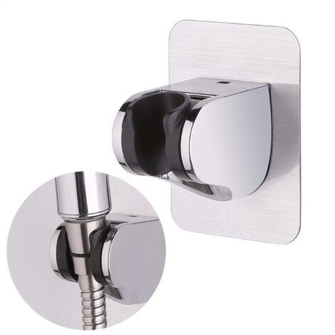 Support de Douchette Mural Orientable sans Perçage - Fixation Auto-Adhésive 3M Haute Résistance, Support de Pommeau de Douche Amovible et Imperméable pour Salle de Bain - Argenté