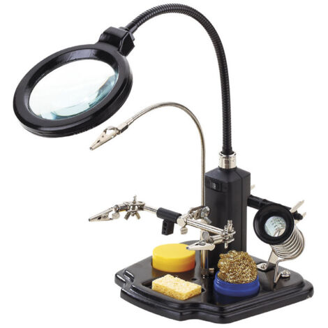 Support de fer à souder avec loupe et pinces crocodiles hrv7571 nimo
