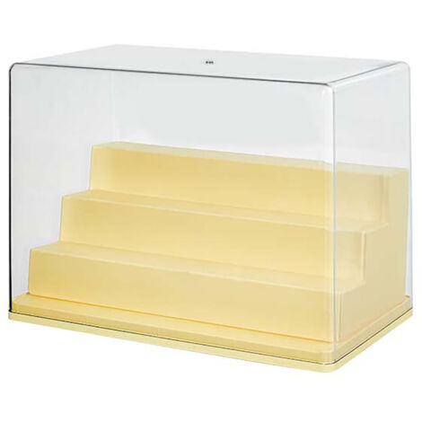 Support de Figurine Transparent Anti-Poussière Étagère à Échelons pour Vitrine Chambre Salon Jaune
