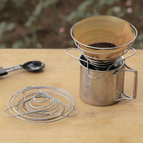 Support de Filtre à Café Portable en Acier Inoxydable, Filtre à Main Pliable pour Randonnée et Camping