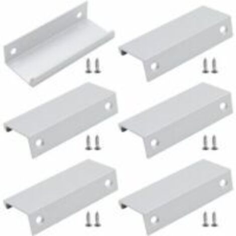 Support de fixation arrière en aluminium, poignée invisible pour tiroirs, armoires et buffets - argent - longueur 80 mm - Accessoires pour meubles DEBUNS