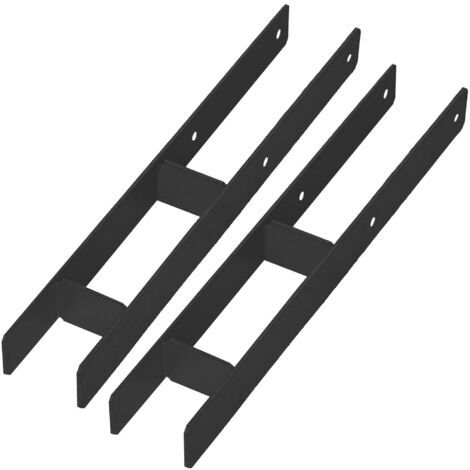 Support de fixation pour poteau en H KOTARBAU®, ancrage mural, acier galvanisé noir, 80 mm, lot de 2