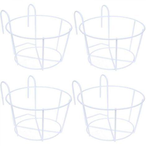 Support de fleurs suspendu blanc 16169cm 4 pièces support de pot de fleurs balcon rond en fer panier de fleurs suspendu adapté pour balcon