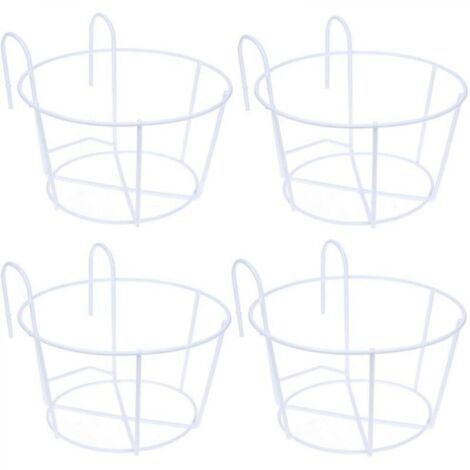 Support de fleurs suspendu blanc 202011cm 4 pièces support de pot de fleur balcon rond en fer panier de fleurs suspendu adapté pour balcon