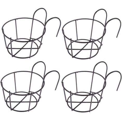 Support de fleurs suspendu noir 16169cm 4 pièces support de pot de fleurs balcon pot de fleurs rond fer panier de fleurs suspendu adapté pour balcon