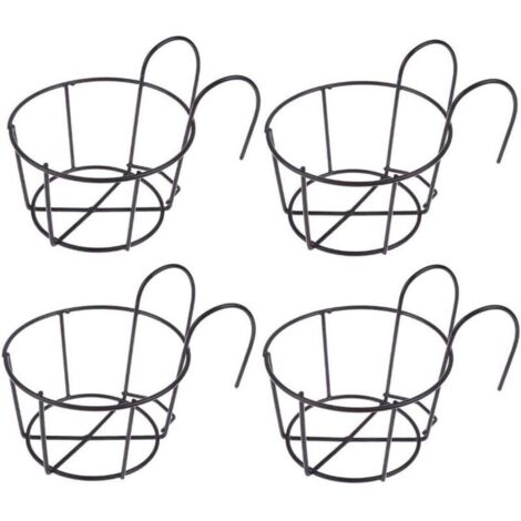 Support de fleurs suspendu noir 16169cm 4 pièces support de pot de fleurs balcon pot de fleurs rond fer panier de fleurs suspendu adapté pour balcon