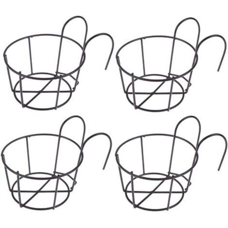 Support de fleurs suspendu noir 16169cm 4 pièces support de pot de fleurs balcon pot de fleurs rond fer panier de fleurs suspendu adapté pour balcon